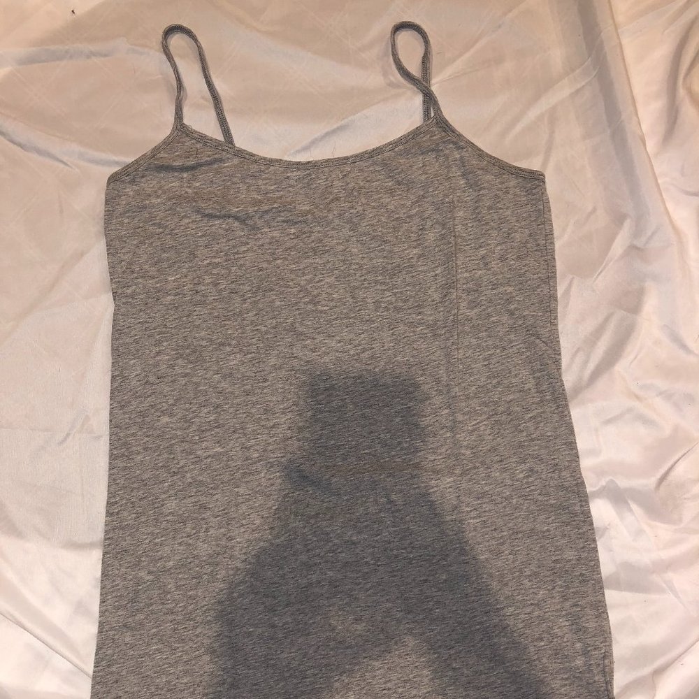 Long Grey Spaghetti Strap Tank Top